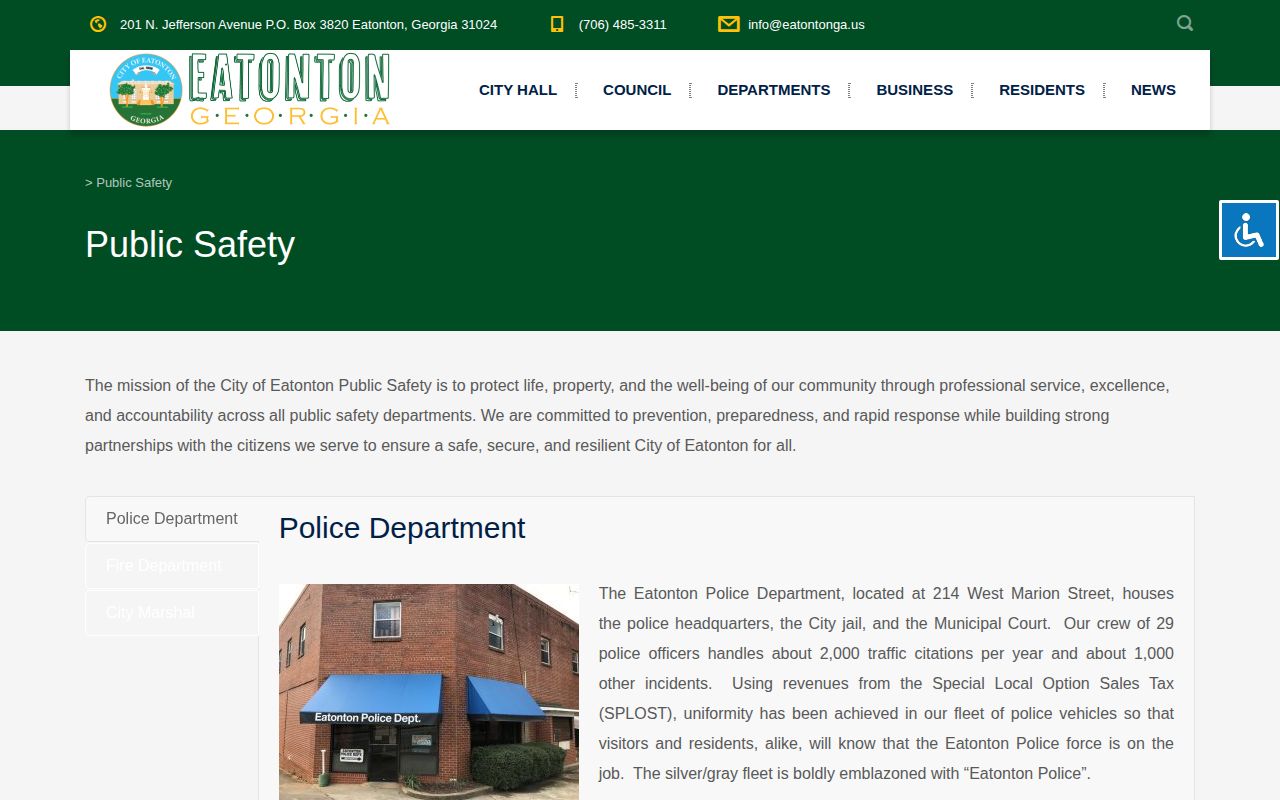 Eatonton Police and City jail public safety source for Eatonton arrest records