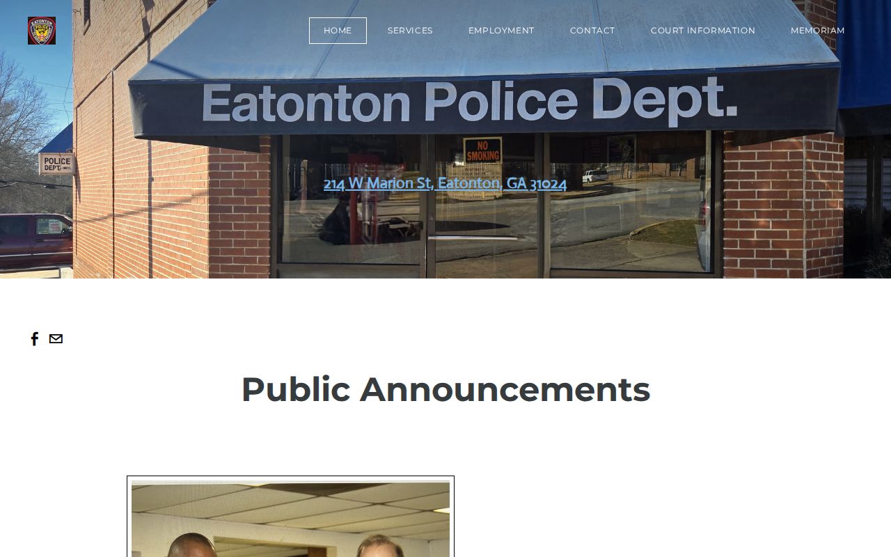 Eatonton Police Department official source for city arrest records